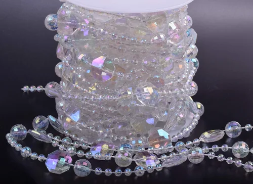 Miniatura 10 de KAOYOO - Cadena de cuentas de cristal transparente de 10 m para bricolaje, decoración de boda y fiesta (colorida)