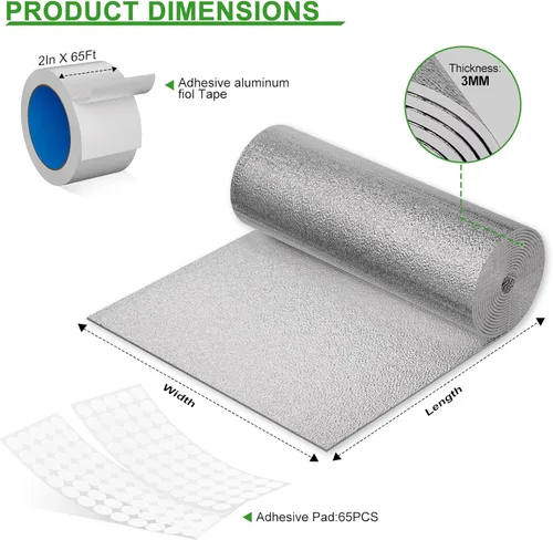 Miniatura 6 de Hoja de Aislamiento Reflectante, Aislamiento de Ventana para Invierno, Capa de Algodón de Papel de Aluminio para Mantener el Calor, 59"(A) x 99" Kit