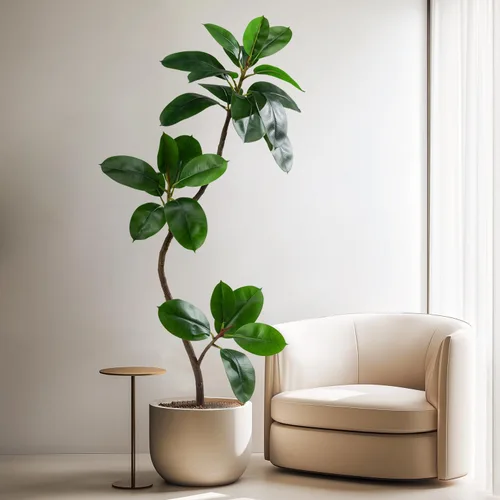 Miniatura 3 de Bailikang Árbol de Goma Artificial de 1.4 metros Plantas de Imitación para Interiores Árboles Artificiales de Piso para Interiores, Plantas