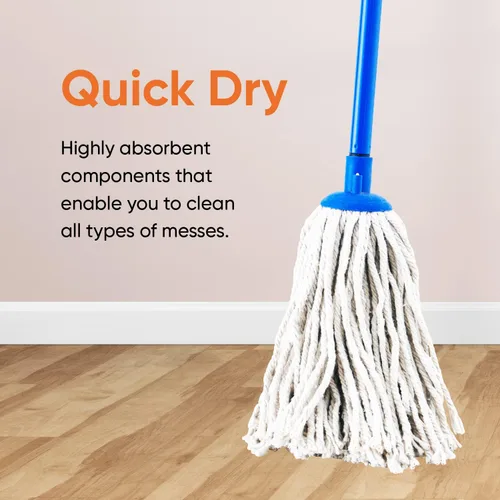 Miniatura 8 de Superio Trapeador de hilo de algodón para limpieza de pisos de madera dura para el hogar, cocina, baño, limpieza de oficina, azul resistente
