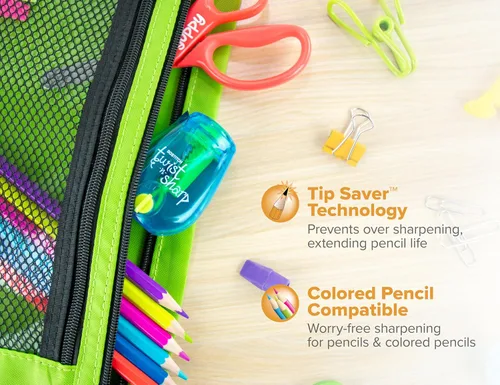 Miniatura 6 de Bostitch Office Twist-n-Sharp Sacapuntas de Lápices, para Niños y Lápices de Colores, Colores Surtidos (PS1-BLUE-2PK)