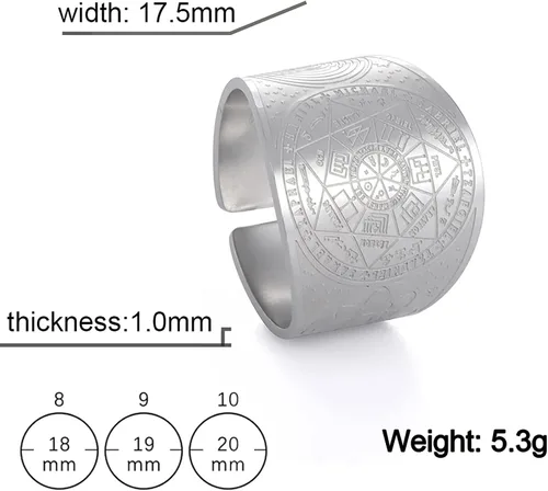 Miniatura 6 de Seals of The Seven Arcángeles - Anillo de sello ajustable para hombre, amuleto de cábala, acero inoxidable, joyería para hombres y mujeres
