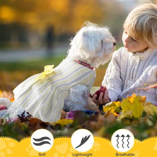 Miniatura 4 de Sanwuta 8 piezas de vestidos de perro para perros pequeños, ropa de cachorro, traje de perro para niña, lindo lazo, falda para mascotas, ropa