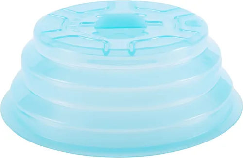 Kichwit Cubierta plegable de silicona para placa de microondas, protector de salpicaduras, apto para lavavajillas y libre de BPA, 11 pulgadas, azul
