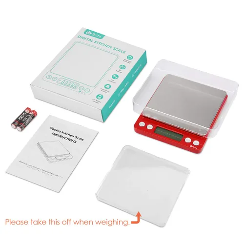 Miniatura 8 de AMIR Báscula digital de cocina mejorada, 17.76 oz de bolsillo para joyas, báscula de alimentos para cocinar con pantalla LCD retroiluminada, 2 Rojo