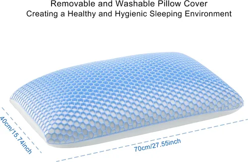 Miniatura 4 de Almohada Berklan Harmony para dormir con rejilla elástica hexagonal y núcleo de látex natural, funda transpirable de almohada de gran