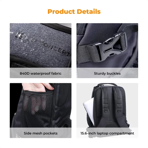 Miniatura 6 de K&F CONCEPT Mochila para cámara, bolsa de cámara de 25L de gran capacidad para fotógrafos con funda protectora contra la lluvia y compartimento