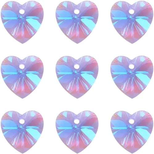 Miniatura 12 de Cheriswelry 96 dijes de cristal de mariposa transparente facetados, colgantes de corazón de amor, adornos colgantes de 51.732 in para hacer aretes