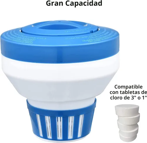 Miniatura 2 de Dispensador de cloro flotante, flotador de cloro/bromo para piscina, spa, clorador flotante de gran capacidad de 7 pulgadas y soporte de bromo