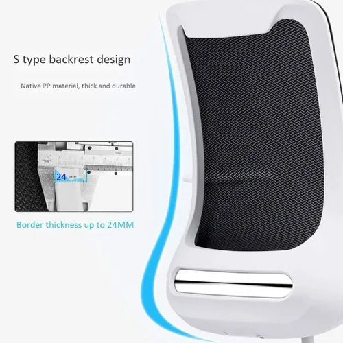 Miniatura 2 de Silla de oficina ergonómica giratoria de malla negra con respaldo medio con soporte lumbar ajustable y reposabrazos