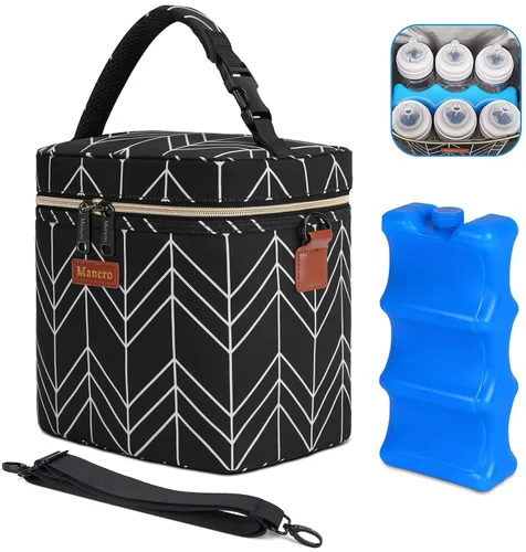 Miniatura 15 de Bolsa de refrigeración de leche materna Mancro con capacidad para 6 biberones de hasta 9 onzas, bolsa térmica para biberones con paquete de hielo