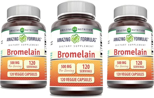 Miniatura 6 de Amazing Formulas Bromelain 500mg 2400 GDU, 60 cápsulas vegetarianas Sin OMG Sin gluten Fabricado en Estados Unidos Ideal para vegetarianos