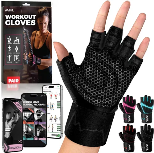 Miniatura 12 de MhIL Guantes de entrenamiento para mujer – Guantes de gimnasio transpirables para mujer con protección de palma y agarre mejorado – Guantes