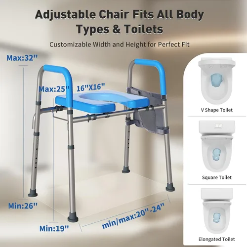 Miniatura 6 de WHLICKS Elevadores de asiento de inodoro de 500 libras con asas, asiento de inodoro acolchado elevado para personas mayores, elevador de inodoro