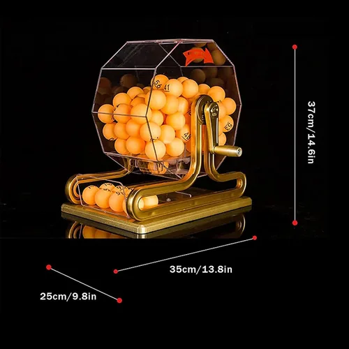 Miniatura 4 de Máquina manual de lotería, selector de números de bola de manivela, incluye jaula de bingo de acrílico, bola de 100 piezas, juego de bingo