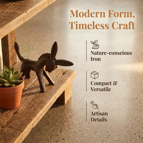Miniatura 4 de EXCEART Figura de burro de hierro forjado para el hogar con elegante escultura de animal para dormitorio, oficina, estudio, decoración de sala