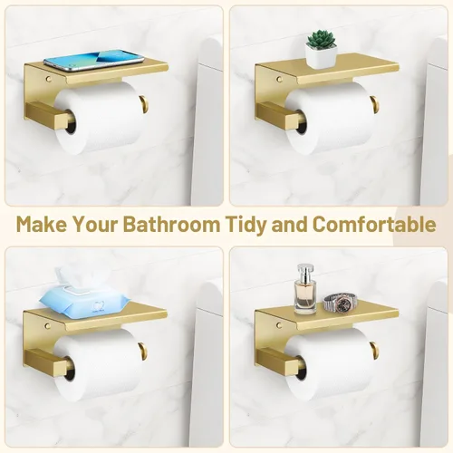 Miniatura 6 de TURS Juego de 5 piezas de accesorios de baño de oro cepillado de 23.6 pulgadas, juego de toallero de acero inoxidable SUS304 montado en la pared