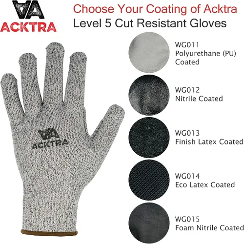 Miniatura 3 de Guantes de trabajo de seguridad resistentes a cortes de nivel 5 ACKTRA, 12 pares