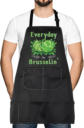 LEVLO Brussels Sprout Gift Every Day I'm Brusselin - Delantal de cocina de verduras para hombres y mujeres