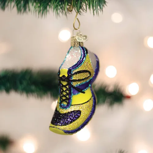 Miniatura 2 de Old World Christmas - Adorno de zapatilla de correr (vidrio soplado) para árbol de Navidad, decoración festiva artesanal, colección deportiva