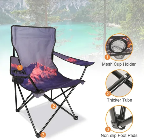 Miniatura 4 de Northroad Paquete de 2 sillas de campamento portátiles, sillas de césped plegables con portavasos para acampar al aire libre, senderismo, viajes
