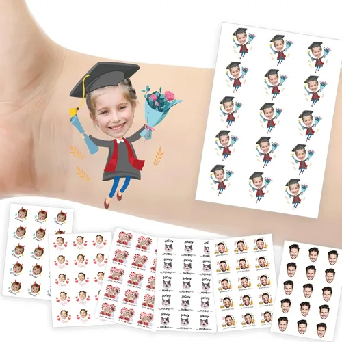 Miniatura 42 de Tatuajes temporales personalizados con foto y nombre, logotipo personalizado para adultos, niños, mujeres, hombres, regalo de boda, cumpleaños