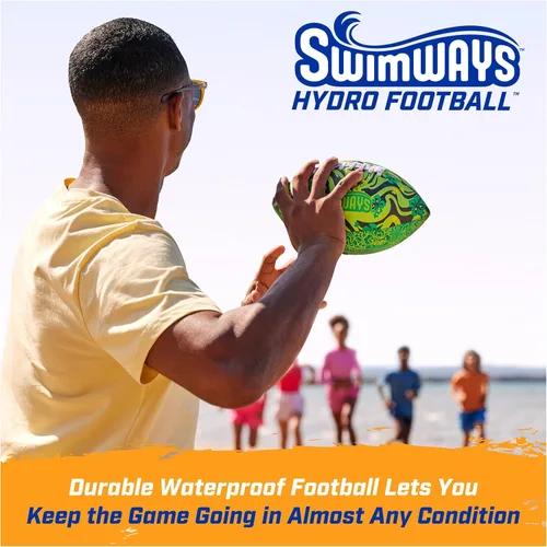Miniatura 2 de Swimways Hydro Waterproof Football, Outdoor Games for Adults and Kids, Swimming Pool Accessories and Pool Party Games,9.25 Inches, Green
