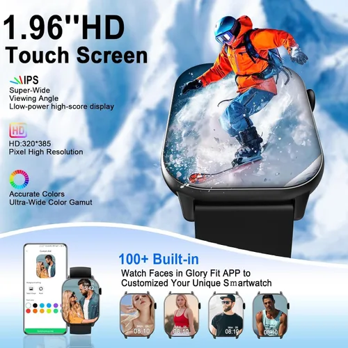 Miniatura 2 de Reloj inteligente (responder/hacer llamada), 1.96" HD para hombres y mujeres, nuevo reloj de fitness 2025 con más de 100 modos deportivos, monitor