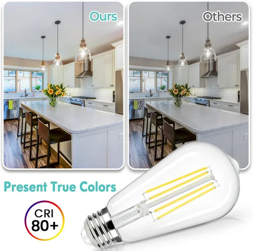 Miniatura 4 de Brightever Bombillas LED E26 Edison equivalentes a 60 W, ST58 de 6 W, súper brillantes, 4000 K, luz diurna neutra, bombillas vintage, bombillas