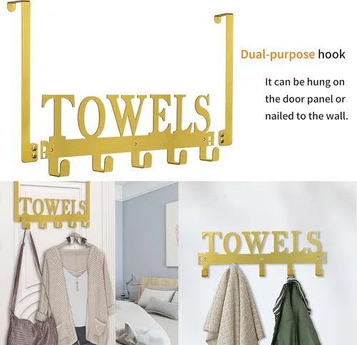 Miniatura 2 de Ganchos para Colgar sobre la Puerta, Soporte para Toallas para Baño, Toallero de Montaje en Puerta, Ganchos para Toallas para Dormitorio Cocina