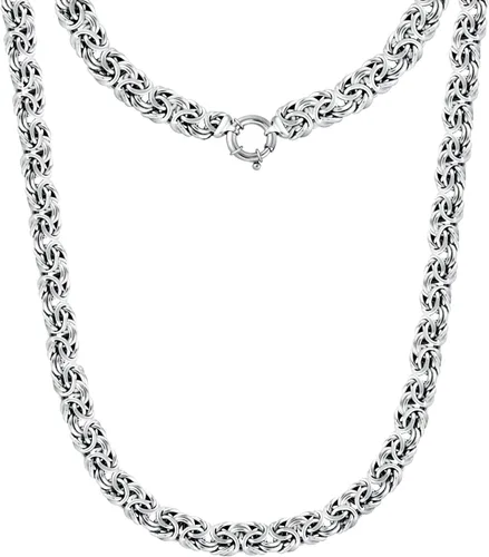 Savlano Collar de cadena de eslabones bizantinos planos italianos de plata de ley 925 de 0.354 in, collar bizantino hueco de 20 pulgadas para mujer,