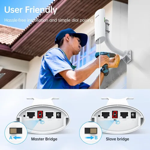 Miniatura 3 de Sistema de Puente Inalámbrico Punto a Punto CPE688KIT, con Router WiFi 6 AX3000, Soportes de Instalación Ajustables, Alcance de 5KM, Puertos Gigabit