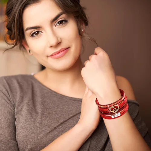 Miniatura 5 de Long tiantian Pulseras para mujer, pulseras de corazón de moda, bohemias, de cuero, apilables, regalos