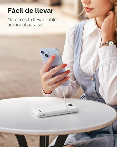 Miniatura 5 de VRURC Cargador portátil con cables y enchufe de pared Banco de energía con cables Cargador portátil de 10000mAh con enchufe AC Paquete