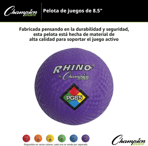 Miniatura 6 de Champion Sports - Pelotas de juego Rhino Playground de 8.5"D - Dos capas, envoltura de nailon, PURPURA
