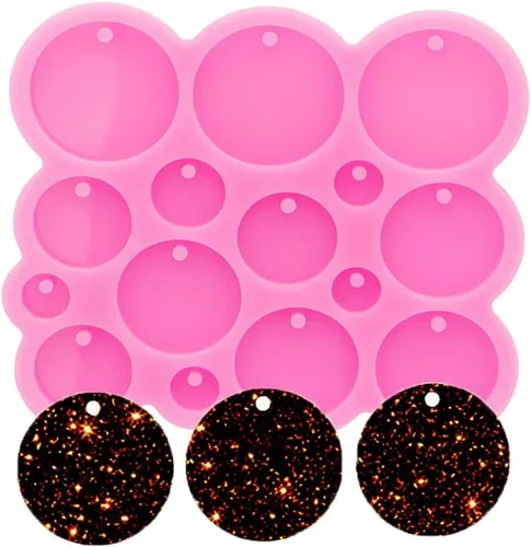 Miniatura 6 de Molde de silicona para llavero de silicona súper brillante con círculos pequeños para muchos círculos, diámetro de 0.4 in, 0.6 in, 0.8 in, 1.0 in