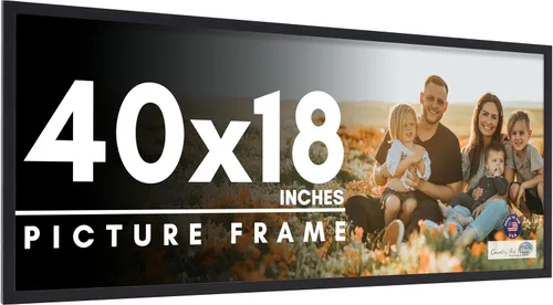 Marco de fotos negro de 40 x 18 pulgadas, marco de fotos moderno completo que incluye protector de acrílico UV, tablero de respaldo de espuma sin