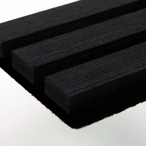 Miniatura 4 de SMARTSTANDARD Paneles acústicos de listones de madera de muestra, panel de pared de listones de madera insonorizado, negro clásico, paquete
