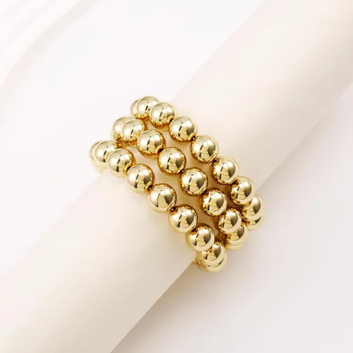 Miniatura 3 de Brazalete de oro para mujer, grueso, curvado, apilable, chapado en abalorios, pulseras elásticas