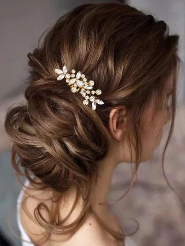 Miniatura 8 de JAKAWIN Bride Wedding Hair Comb Crystal Hair Piece Rhinestone Bridal Hair Accessories for Women HC042 (Oro)