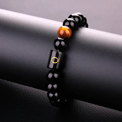 Miniatura 89 de SUMMER LOVE Regalos para el Día del Padre, pulsera con inicial de piedra de ónix negro de 0.394 pulgadas para hombres, pulsera de cuerda trenzada