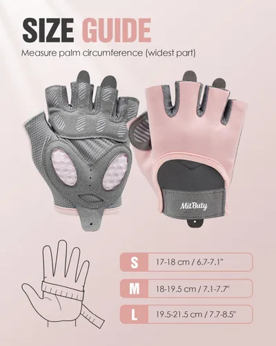 Miniatura 6 de Guantes de entrenamiento para hombres y mujeres, guantes de gimnasio sin dedos para levantamiento de pesas, crossfit, fitness, ejercicio y Rosa