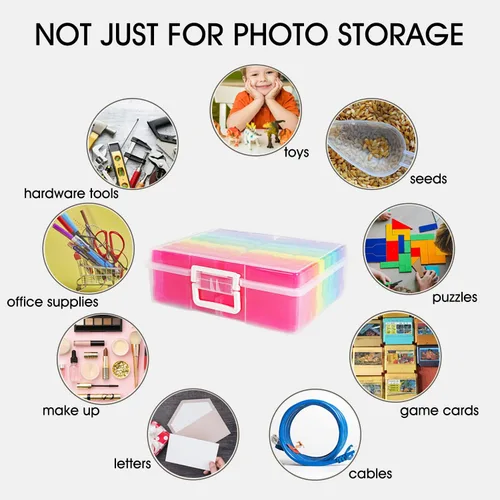 Miniatura 4 de Estuche de almacenamiento de fotos de 4 x 6 pulgadas con asa, 16 organizadores interiores de fotos, cajas de almacenamiento extra grandes