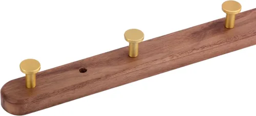Miniatura 7 de Perchero montado en la pared, perchero colgante de entrada, riel para abrigos de metal y madera con 3 ganchos rústicos para abrigo, bufanda, bolsa
