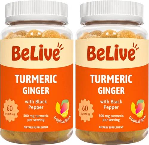 Miniatura 10 de BeLive Curcumina de cúrcuma con pimienta negra y jengibre, 60 gomitas I suplemento de cúrcuma y jengibre para apoyo inmunológico, piel saludable