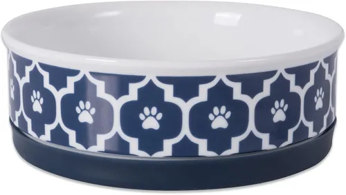 Miniatura 30 de Taza para mascotas Bone Dry con diseño de pata en cerámica, colección Lattice, juego mediano, 6x2 pulgadas, gris, 2