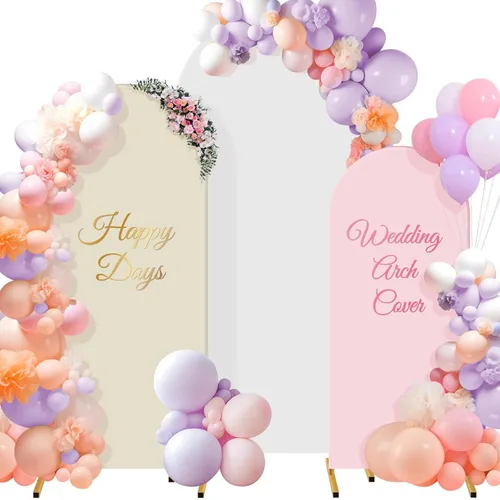Miniatura 8 de Buryeah Juego de 3 fundas elásticas para arco de boda de 6 pies, 5 pies, 4 pies, de elastano, ajustadas, de 2 caras, elásticas para decoración