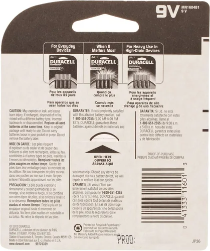 Miniatura 6 de Duracell Batería alcalina de 9 V, 1 unidad