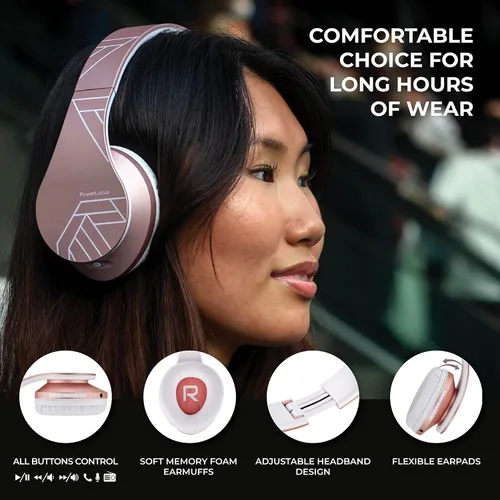 Miniatura 3 de PowerLocus Auriculares inalámbricos P3 Negro x P2 Oro Rosa sobre la oreja
