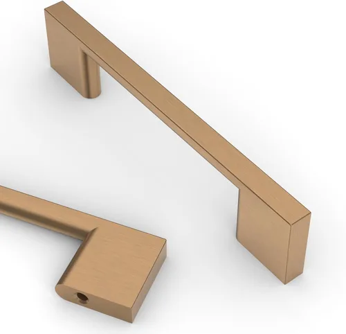 Miniatura 35 de Asidrama - Paquete de 10 manijas de gabinete de cocina de oro cepillado de 3 pulgadas (76mm), tiradores de gabinete, herrajes para gabinete